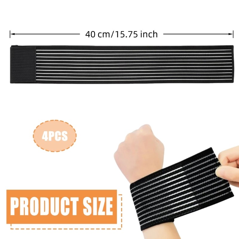 4Pcs Comfortable Elasticated Wrist Stabilizers Secure Fastening For Joint Relief