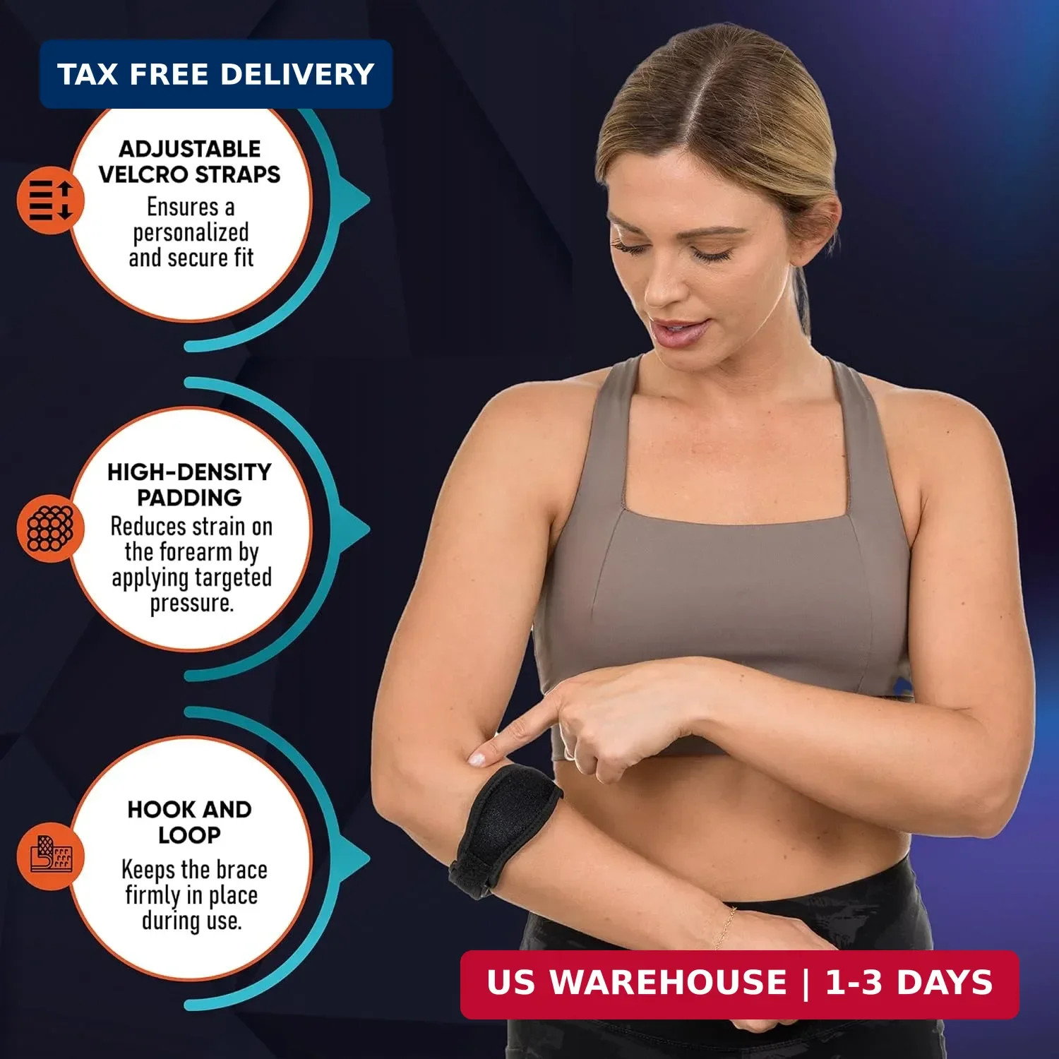 PhysFlex 2-Pack Elbow Brace for Men & Women, Adjustable Tennis & Golfer’s Elbow