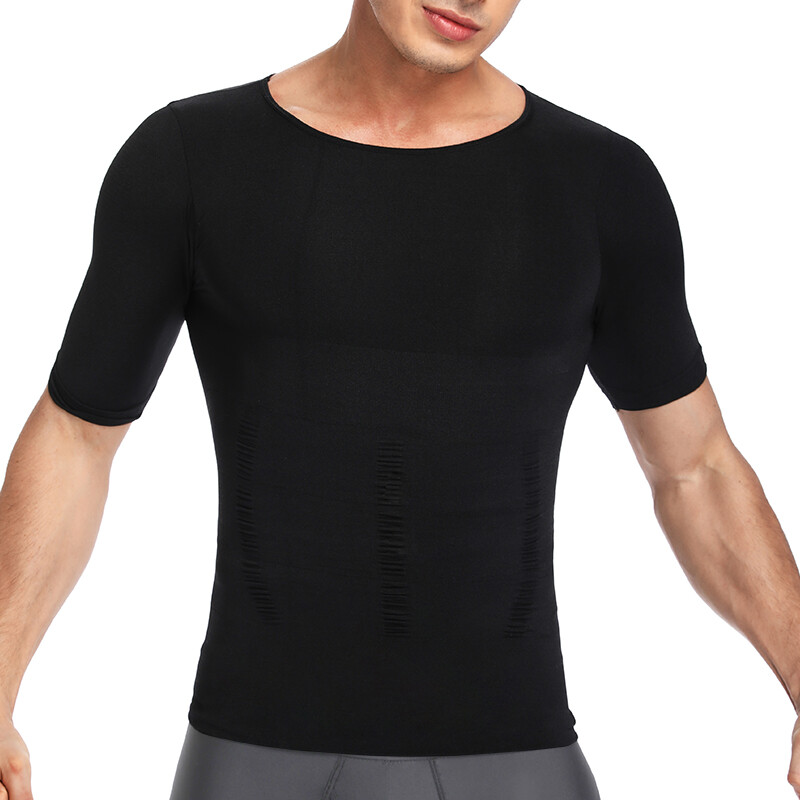 Men’s Shirt Core Compression Support Fit Short Sleeve Crew Neck Body Shaper Tops