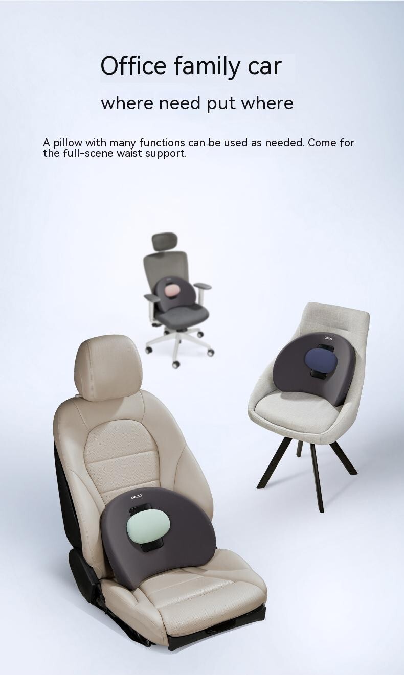 CICIDO Car Seat Lumbar Pillow Back Support Cushion Memory Foam Adjustable Home