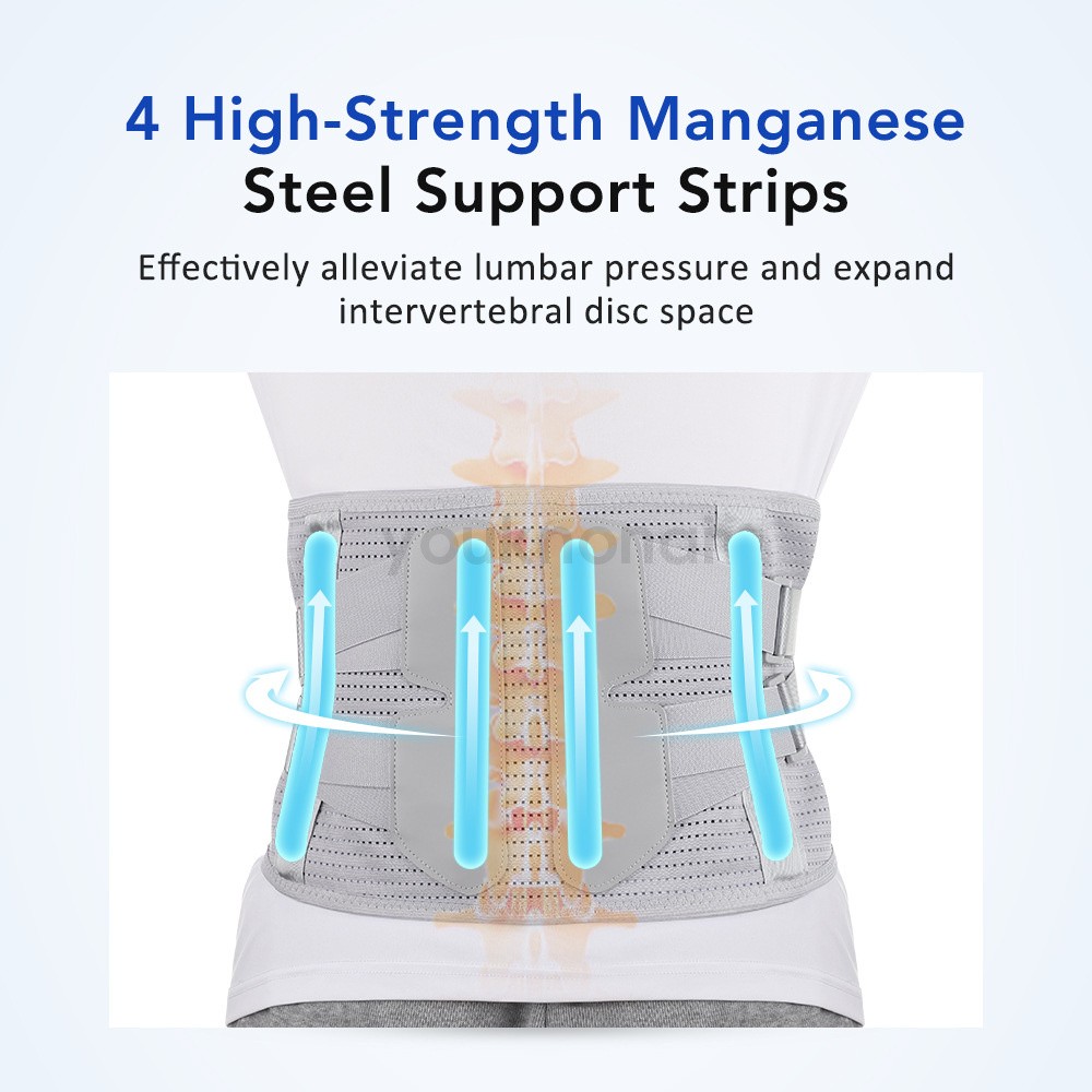 Medical-Grade Lumbar Support Belt for Back Pain Relief with Steel Plates、M-XXL