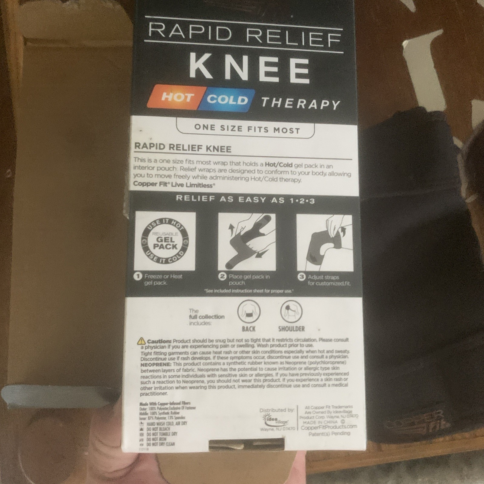 Copper Fit Rapid Relief, KNEE Wrap with Hot/Cold Gel Pack – OPEN BOX