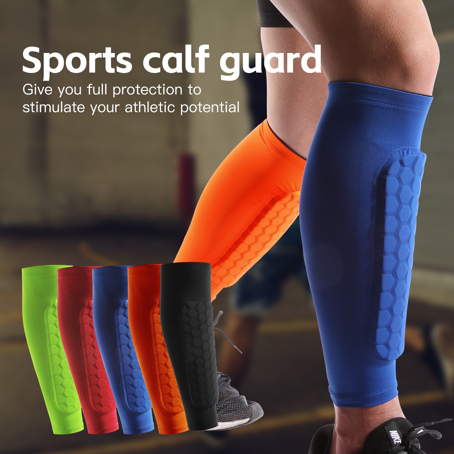 1Pcs Women Men Football Shin Guards Soccer Honeycomb Anti-collision Compression