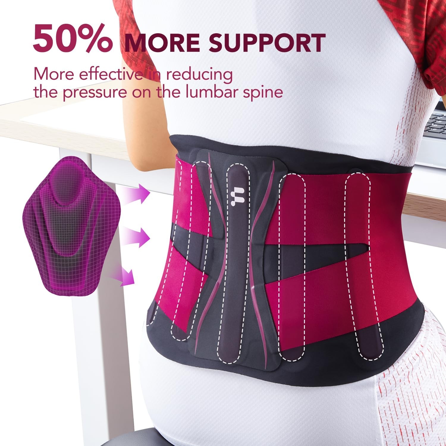 Ultra Thin 0.5mm Back Brace for Men & Women, Seamless Yoga Fabric, Lumbar Suppor