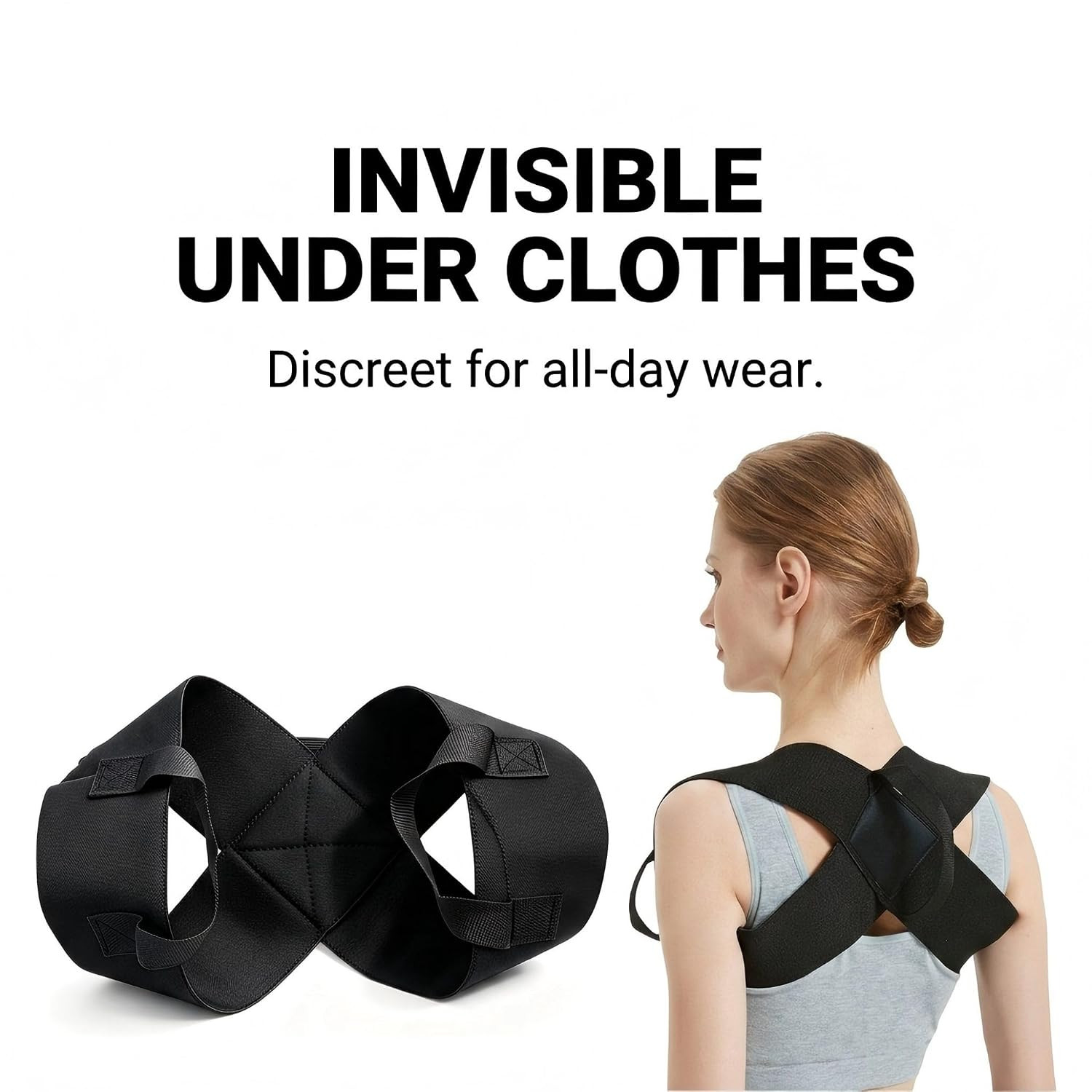 Invisible Back Posture Corrector for Women and Men | Breathable, Shoulder Brace