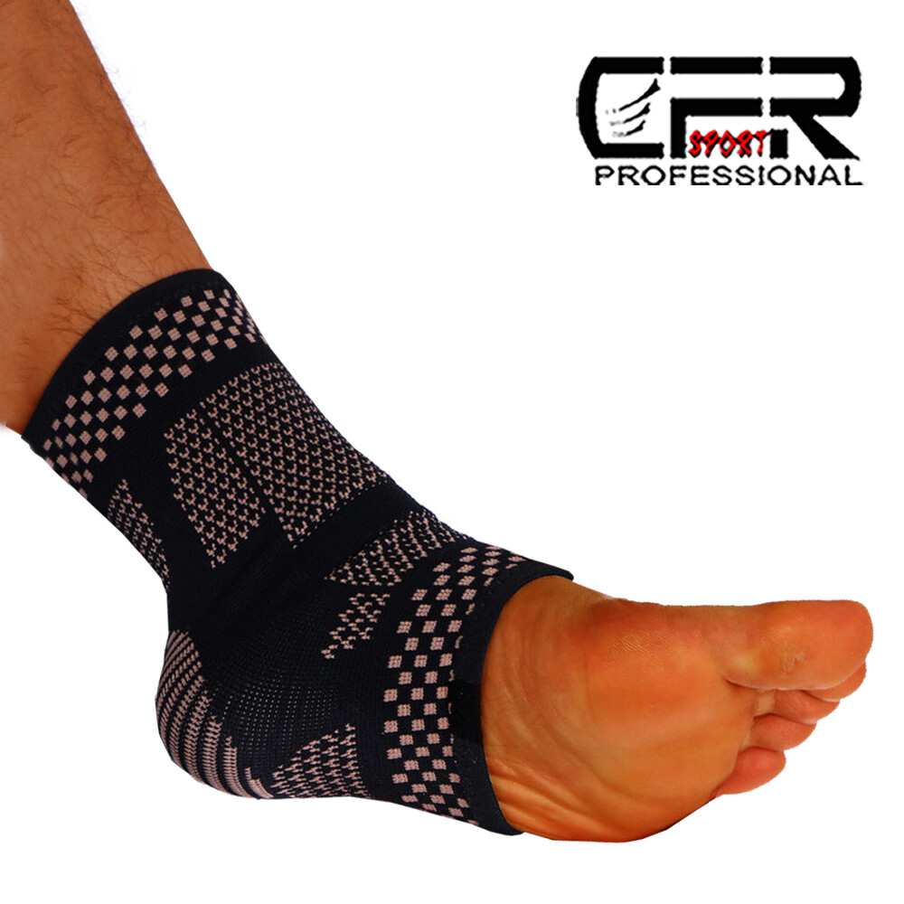 Copper Ankle Brace Support Compression Sleeve Socks Foot Fasciitis Pain Wrap CFR