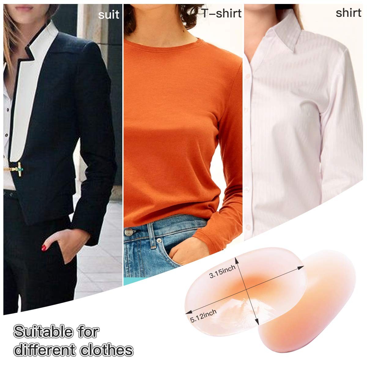2 Pairs Men Soft Silicone Anti-Slip Shoulder Push-up Pads,Size Invisible Reus…