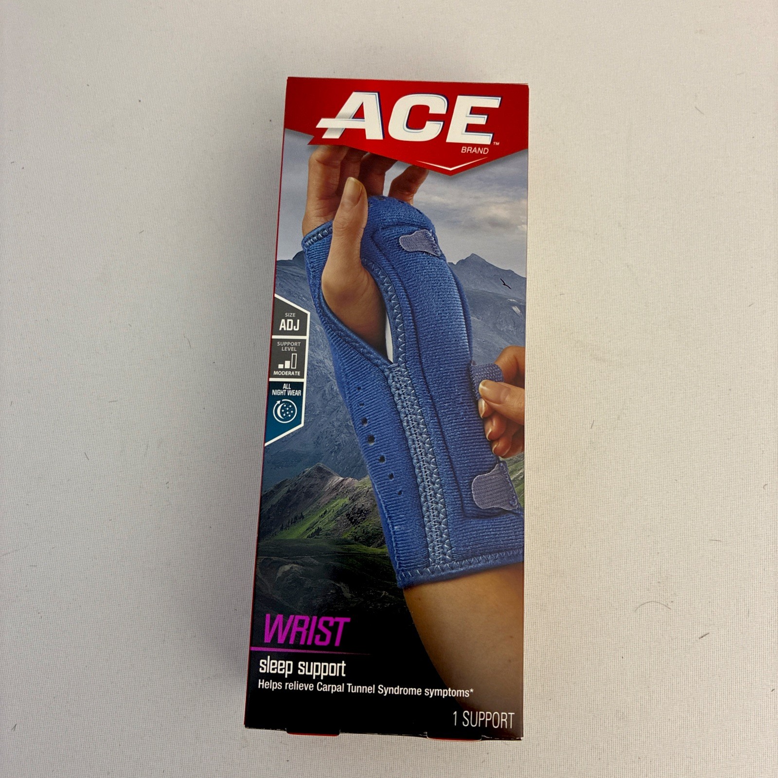 ACE Night Wrist Sleep Support, Adjustable, Blue, Helps Provide Relief from Sy…