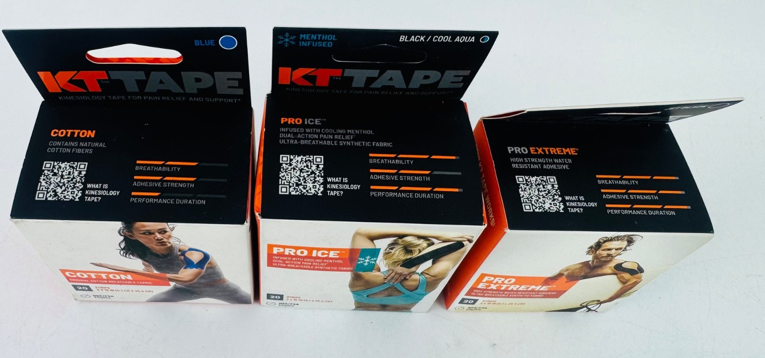 KT Tape Bundle: Cotton, Pro Ice & Pro Extreme, 3 Pack 20 Strips Each