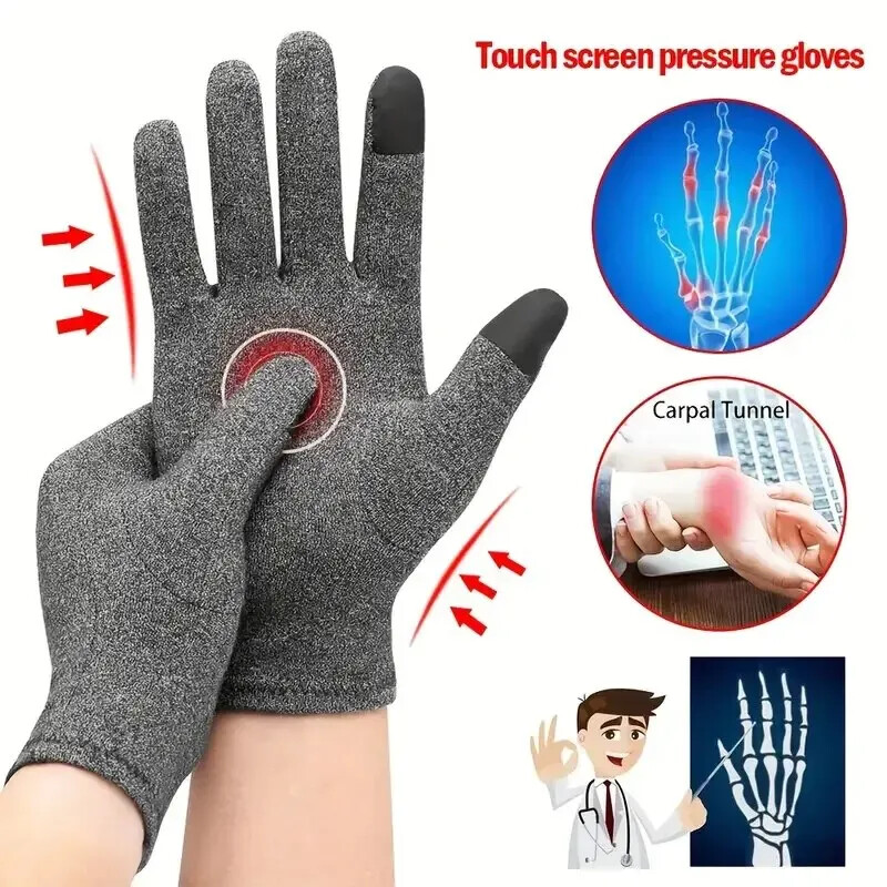 2 Pairs Full Compression Gloves with Touch Screen Finger Arthritis Hand Support