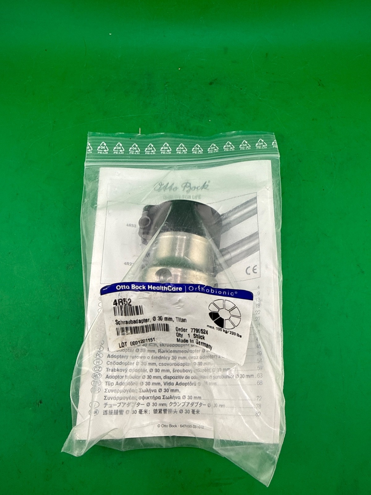 Ottobock Otto bock 4r52 prosthetic tube adapter.