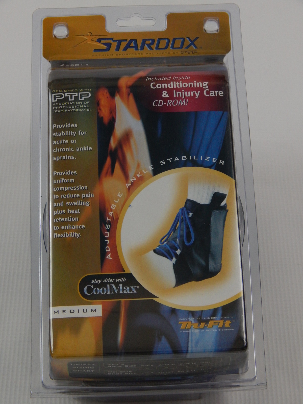 New Tru-Fit Stardox Adustable Ankle Stabilizer w/CoolMax, Medium