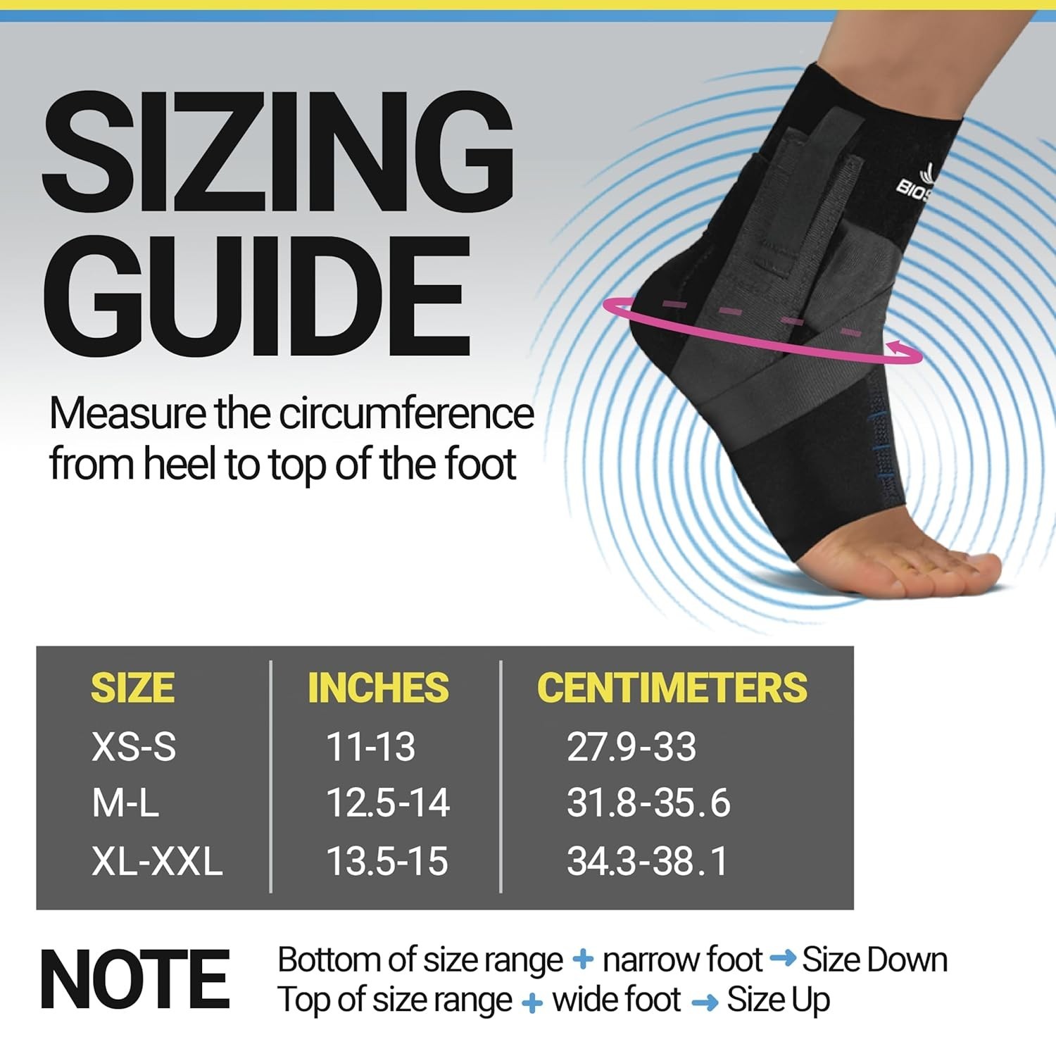 Sprained Ankle Brace – No Lace, Figure-8 Wrap, Adjustable Compression (Large)