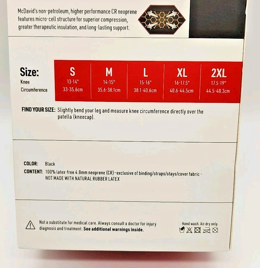 McDavid 429-01-32.2 Hinged Knee Brace – Black Size Small Level 3 Support New