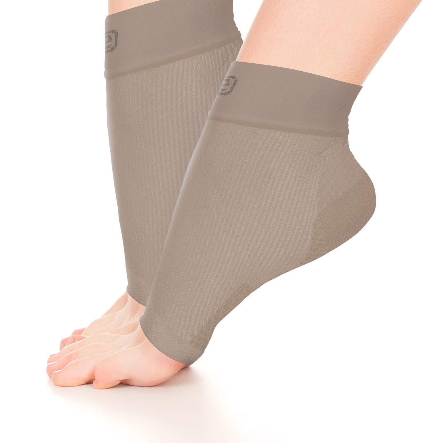 Go2Socks Go2 Arch Compression Support Sleeves for Ankle Heel Spur Solid Nude