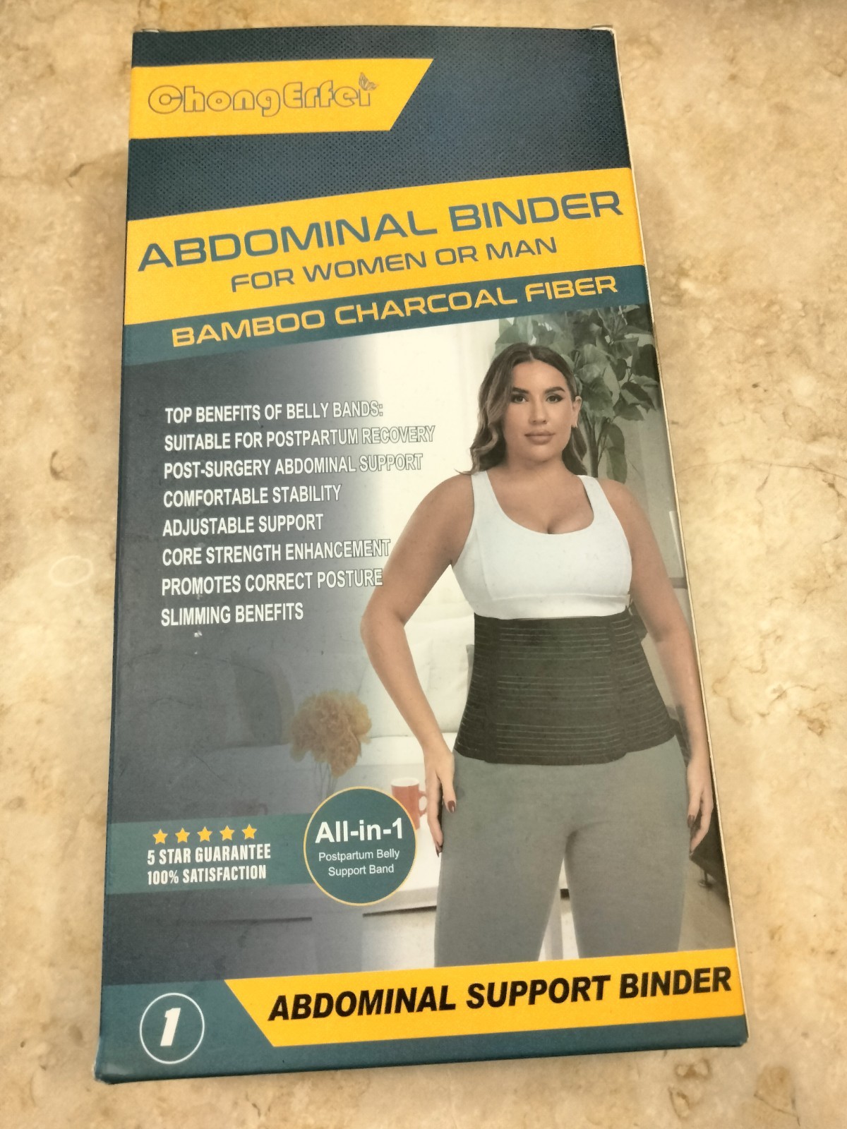 Abdominal Binder -Size Large – for men or women Bamboo Charcoal fiber