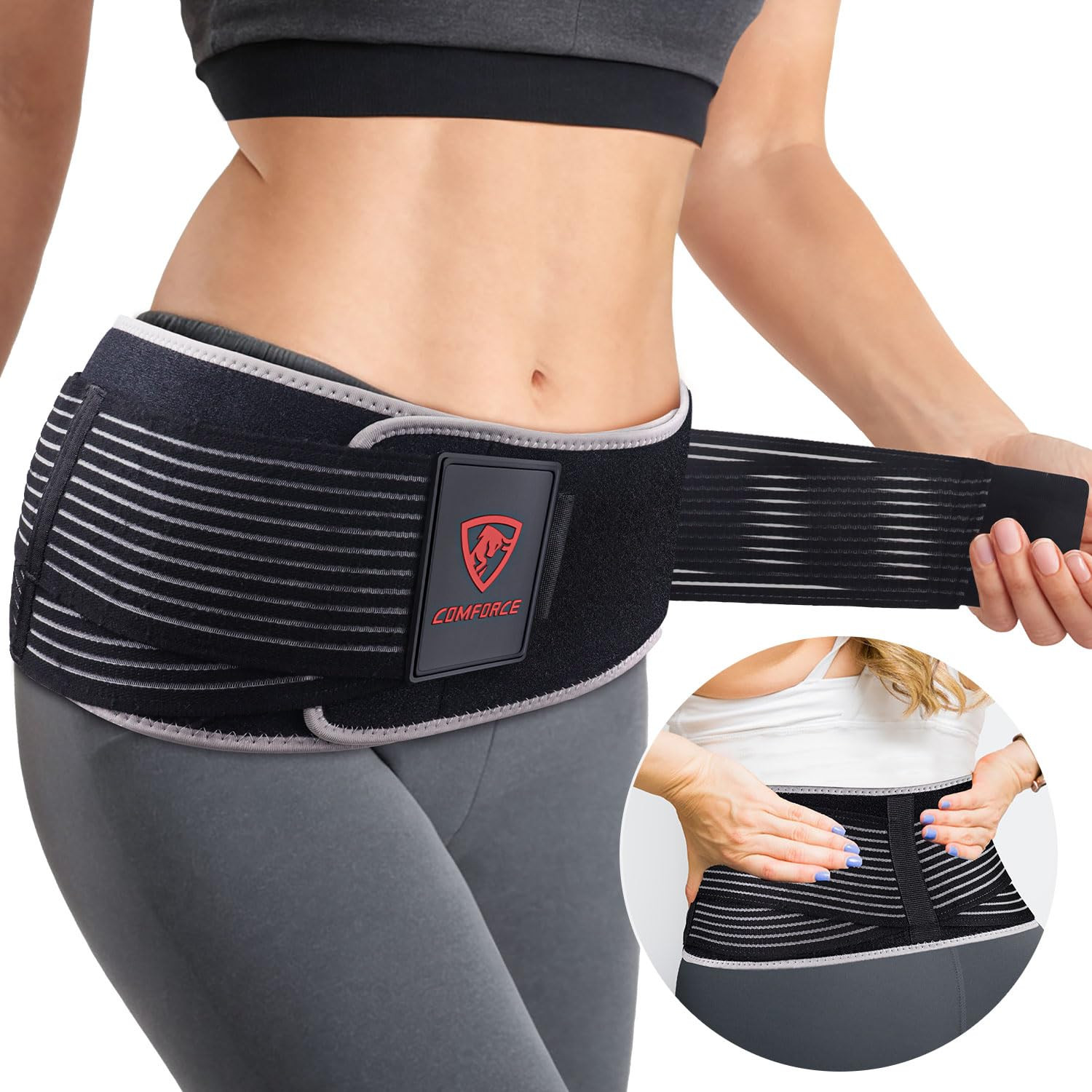 Wide SI Belt with Ice Pack,Comfort SI Joint Belt Relieves Sciatica Hip Pain | Ex