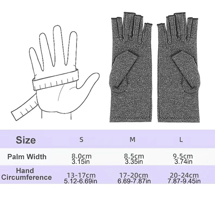 Anti Arthritis Compression Gloves M Fingerless Support Rheumatoid Hand Relief