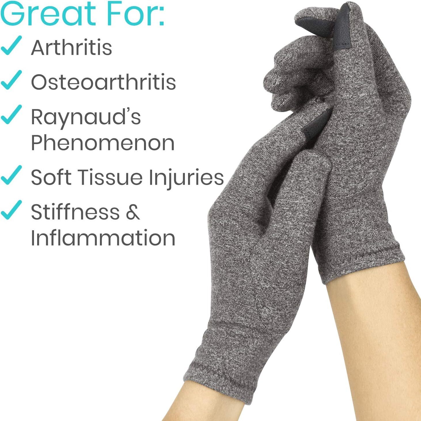 2 Pairs Full Compression Gloves with Touch Screen Finger Arthritis Hand Support