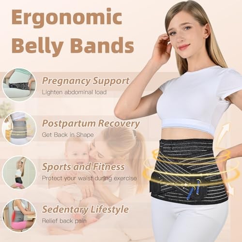 Abdominal Binder Post Surgery Postpartum Belly Band, C-section Belly Black S/M