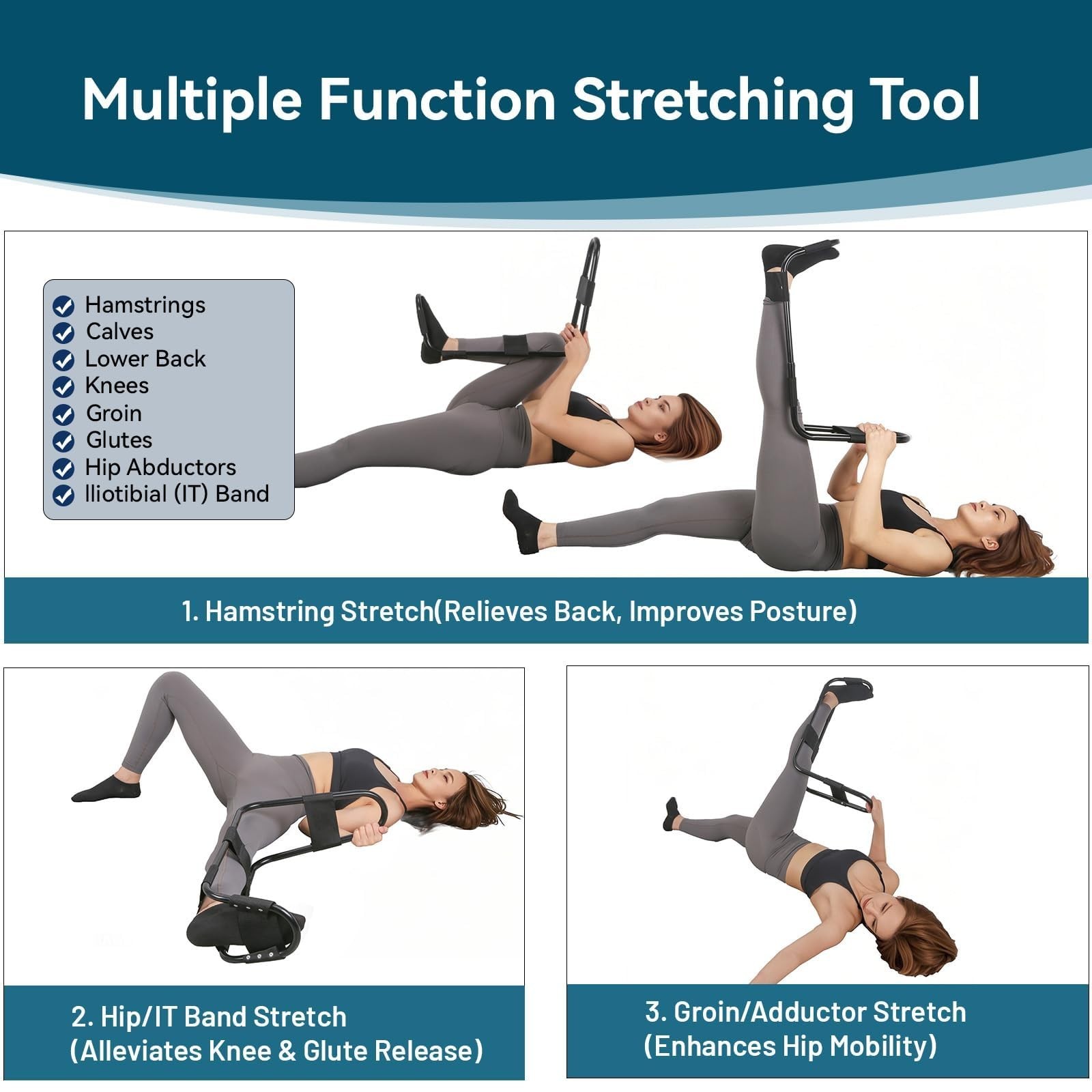 Hamstring Stretcher & Knee Extension Device for Lower Back, Hip & Calf Relief