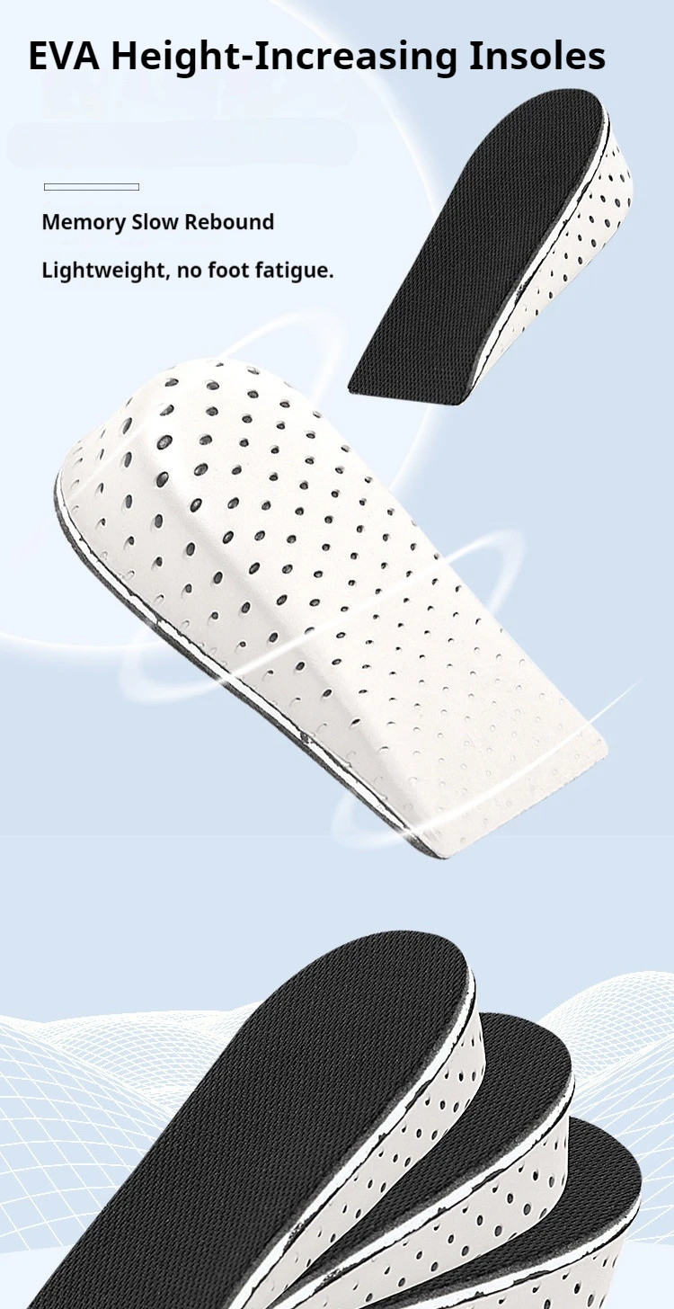 1Pair Height-Increasing Half Insoles Shock-Absorbing Sports Insoles 2cm/3cm/4cm