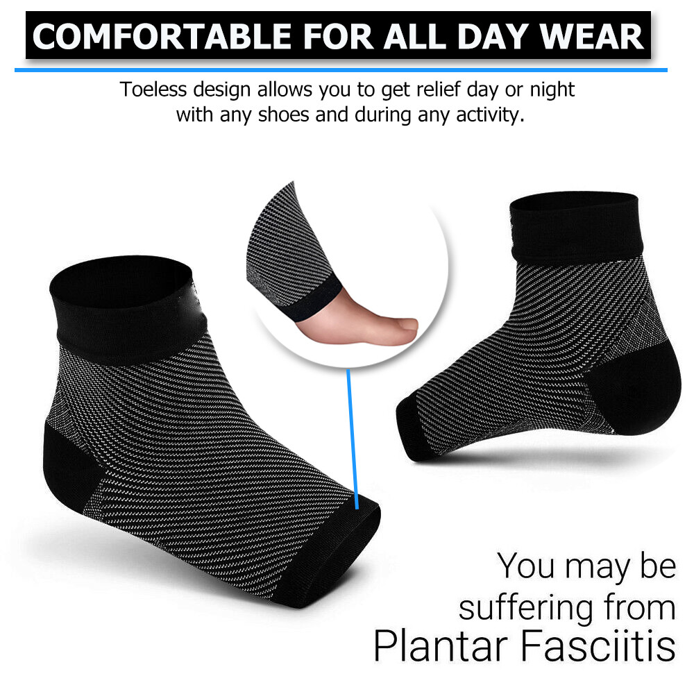 Compression Socks Sleeve Ankle Arch Support Plantar Fasciitis Heel Foot Pain US