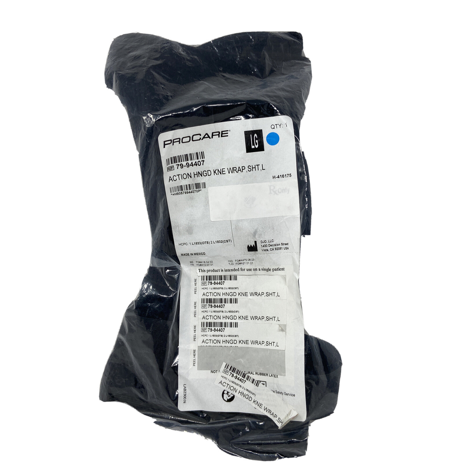 ProCare Action Hinged Knee Wrap 13″ Length Large 79-94407 Black
