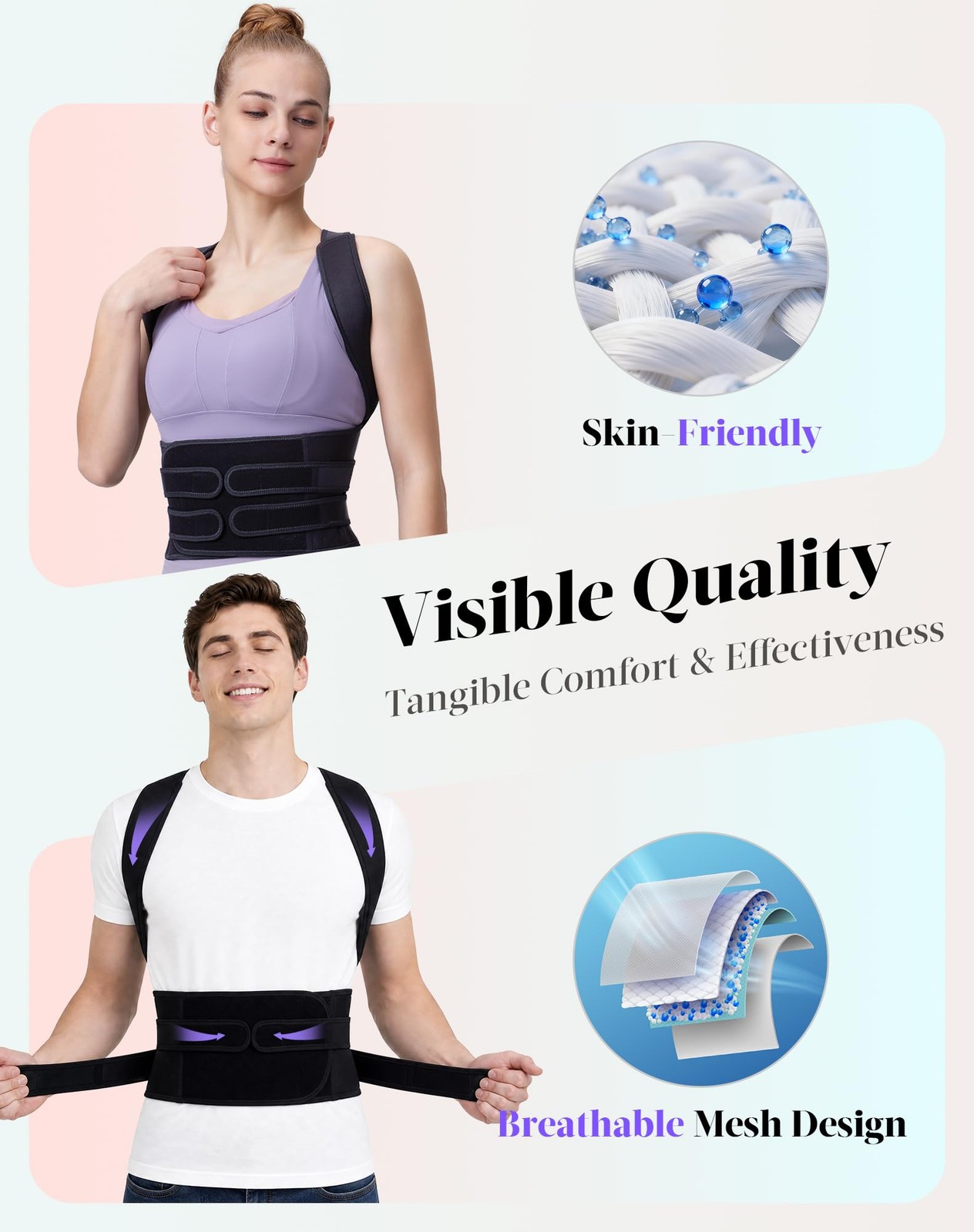 Posture Corrector for Women and Men, Full Back Support Brace, Black, Small | …