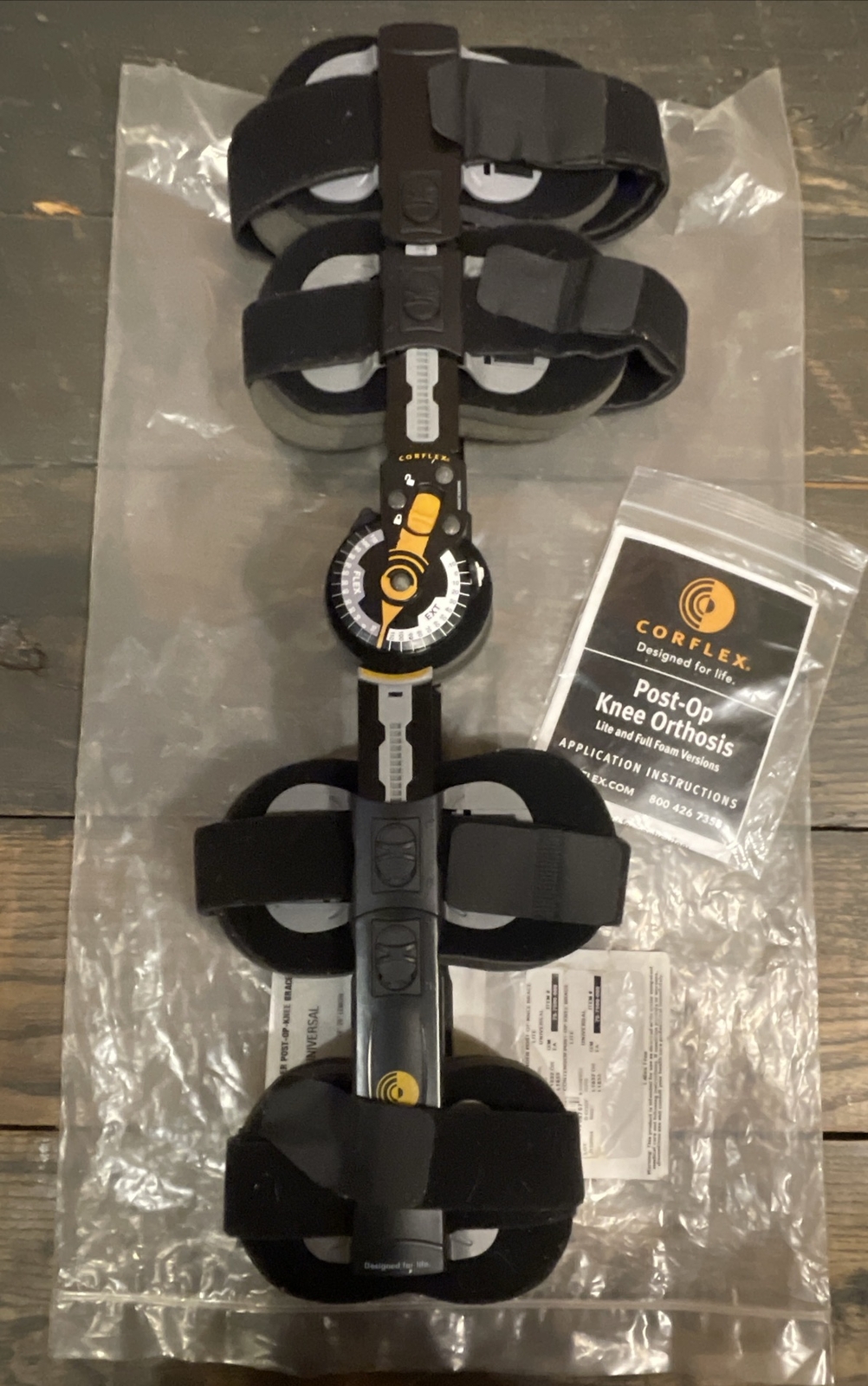 Corflex Contender Post-Op Hinged Knee Brace Universal Size w/ Booklet & Bag