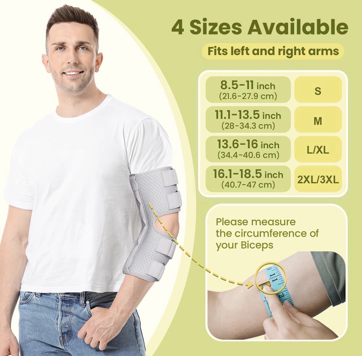 Cubital Tunnel Syndrome Elbow Brace Splint for Ulnar Nerve Entrapment Airy Gray