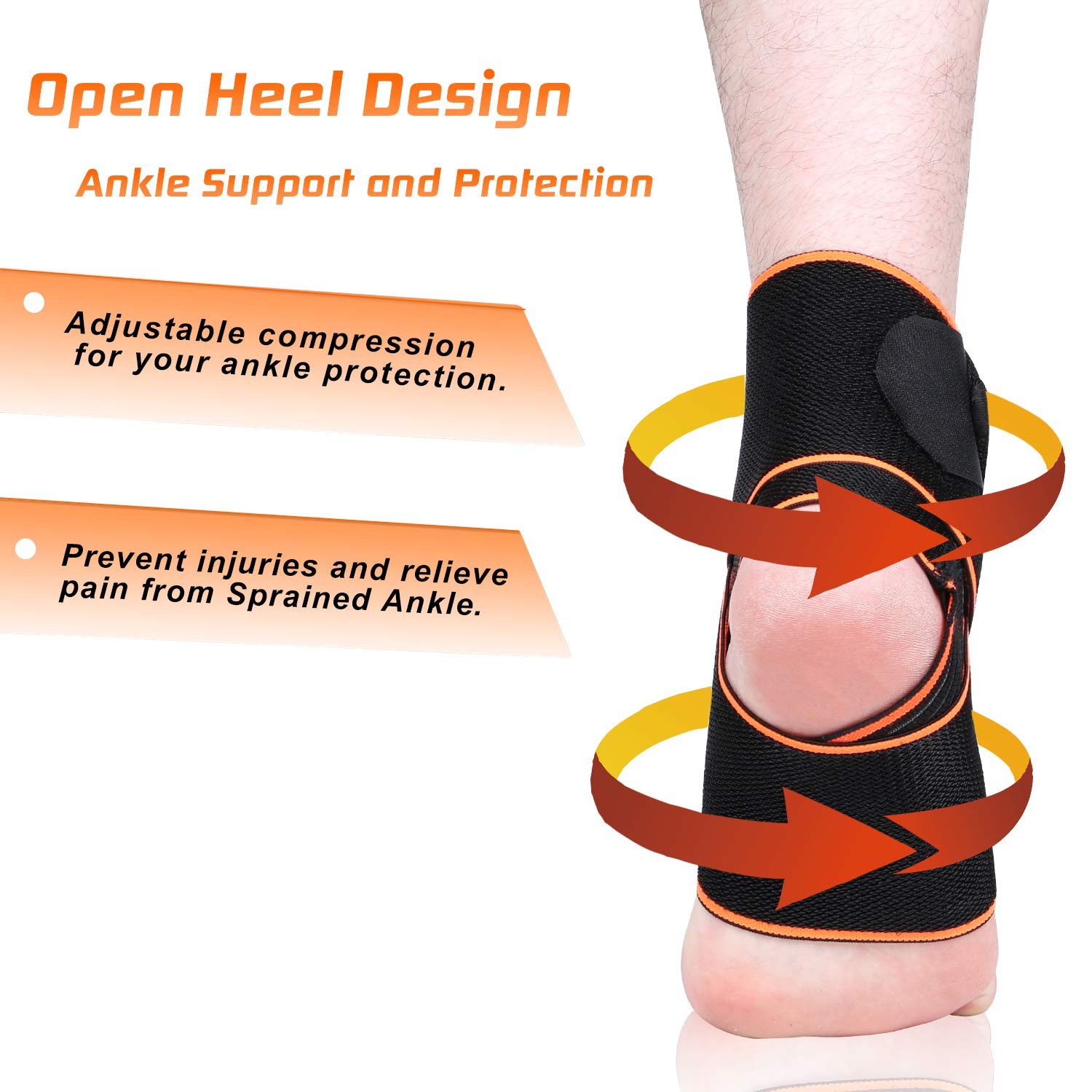 Adjustable Compression Ankle Brace Wrap Support Sprain Relief 2 Pack