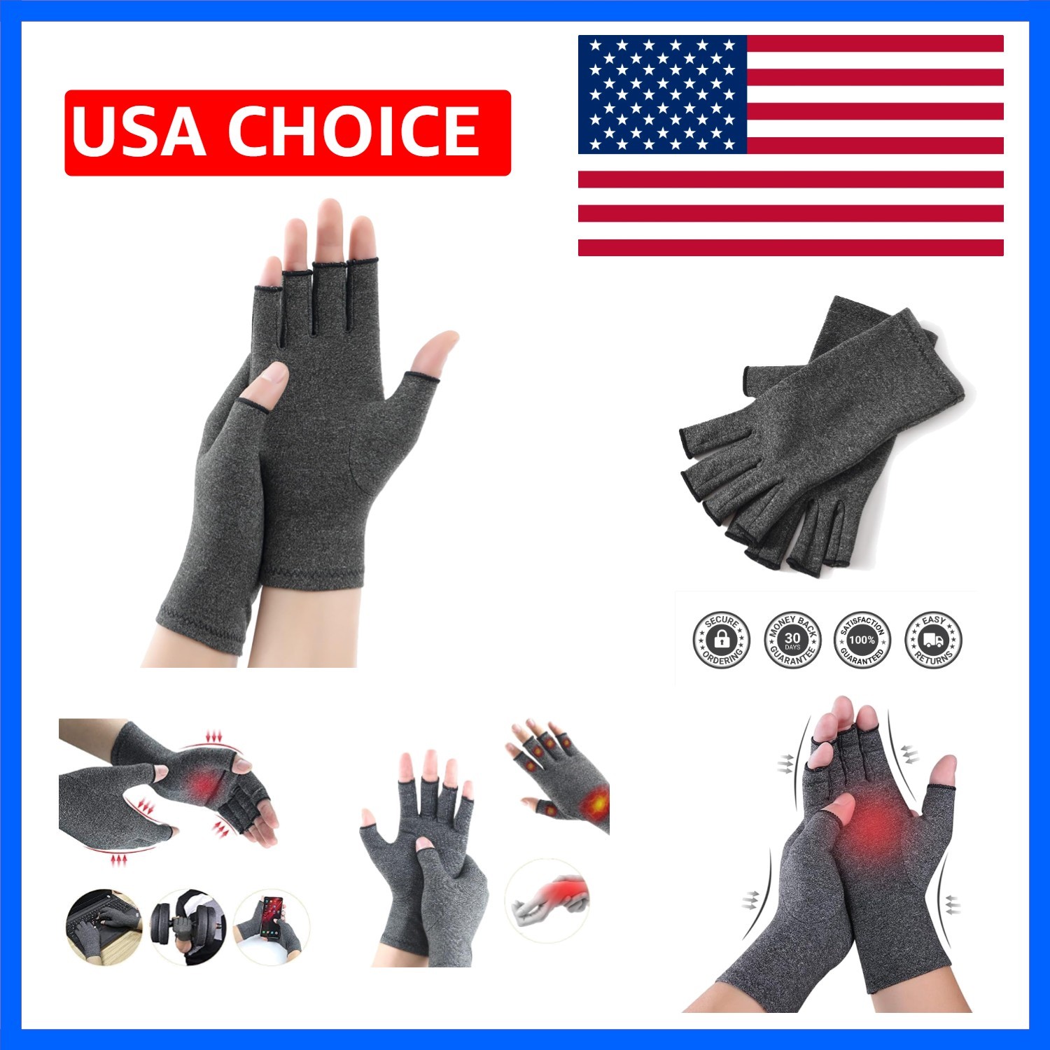 Compression Arthritis Gloves,Fingerless Carpal Tunnel Pain Relief Gloves Wome…