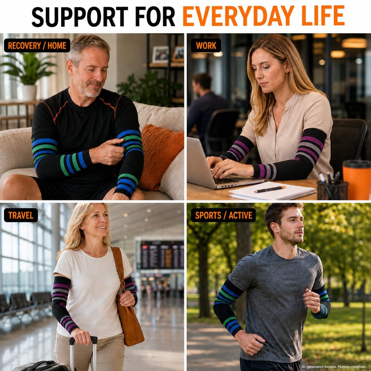Compression Arm Sleeves 15-20 mmHg for Men and , Lymphedema, Swelling and Cir…