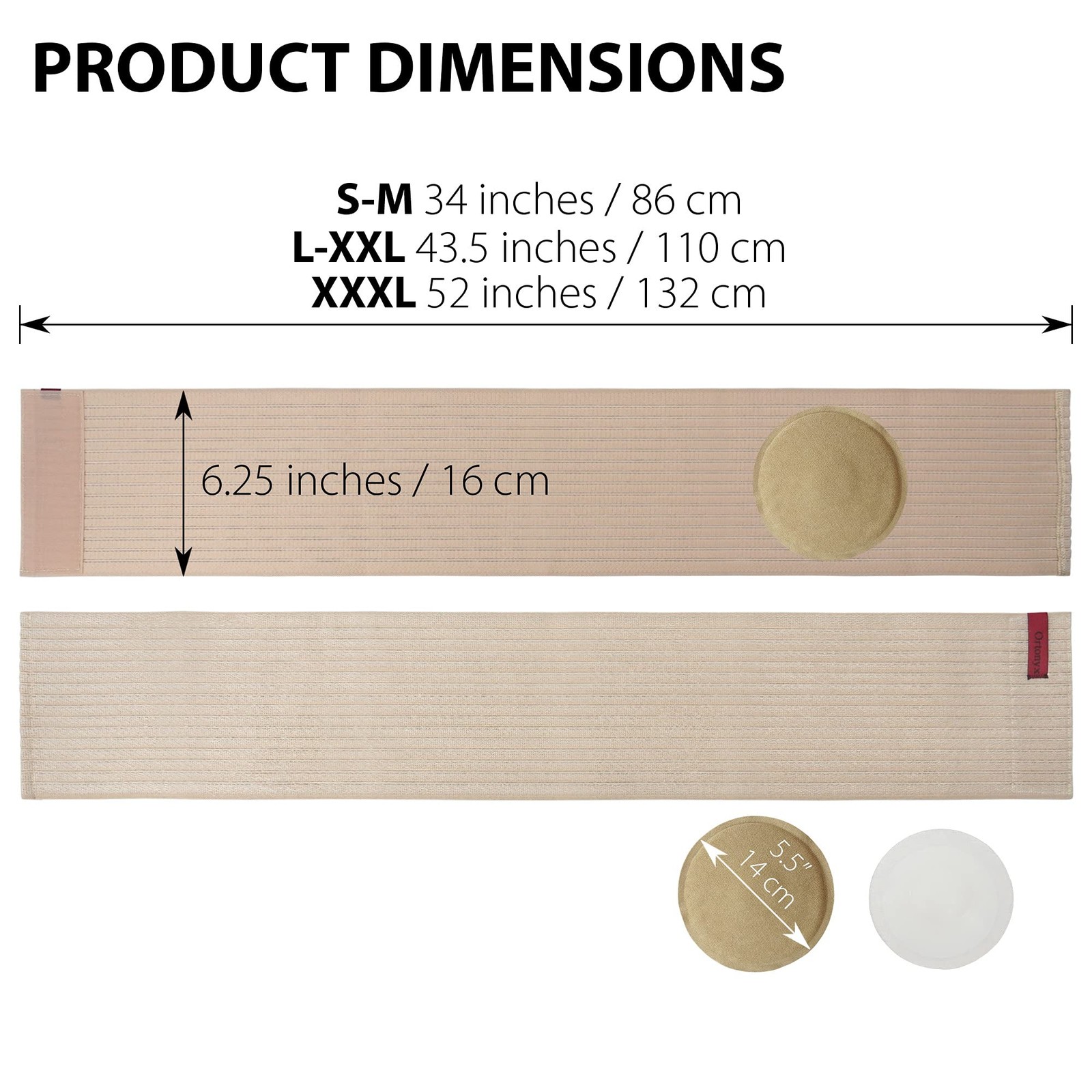 ORTONYX Umbilical Hernia Belt Abdominal Binder w/ Pad Beige OX5241 L/XXL