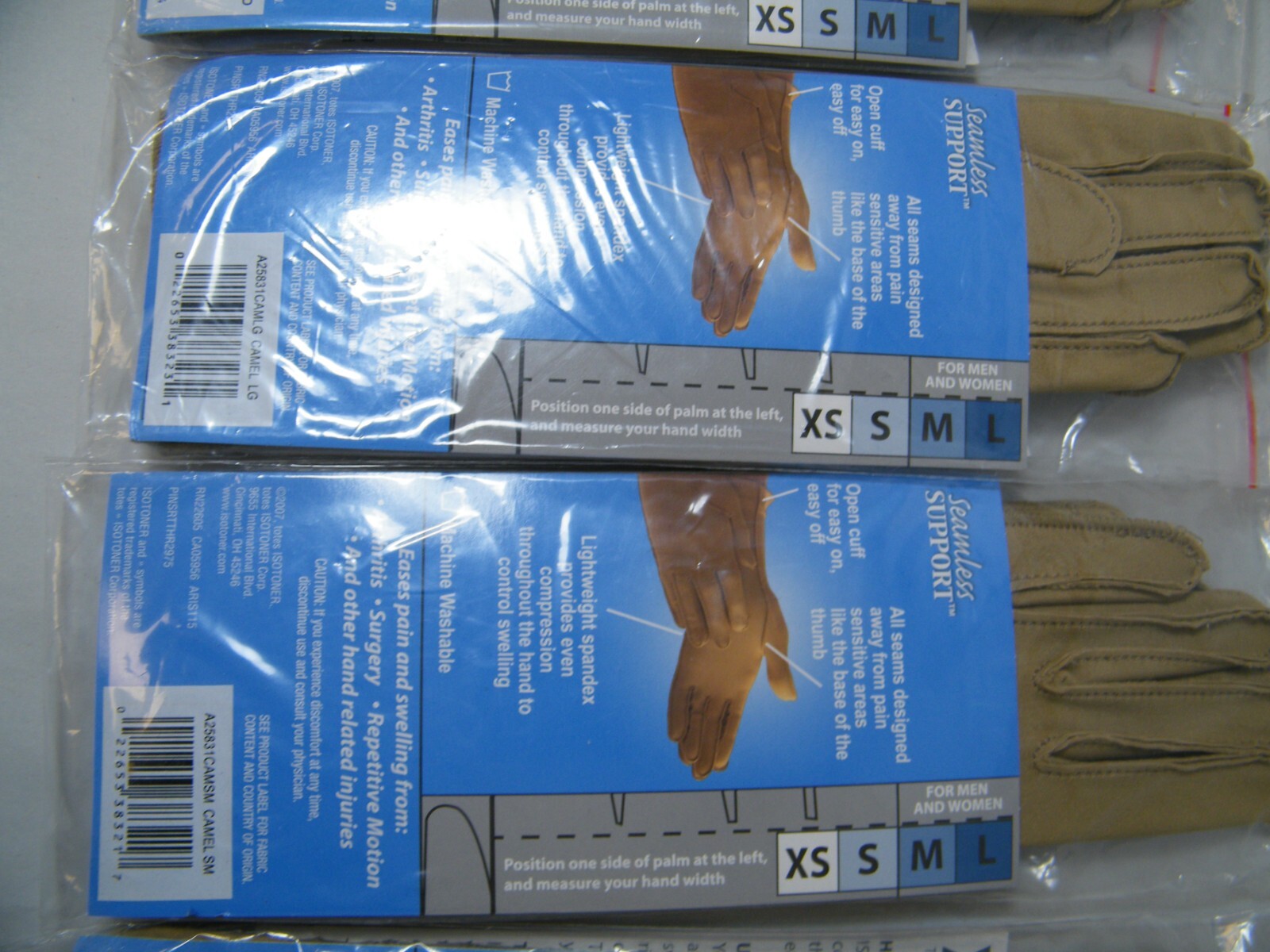 (4) PAIRS ISOTONER THERAPEUTIC GLOVES EASES PAIN & SWELLING S, M, & L