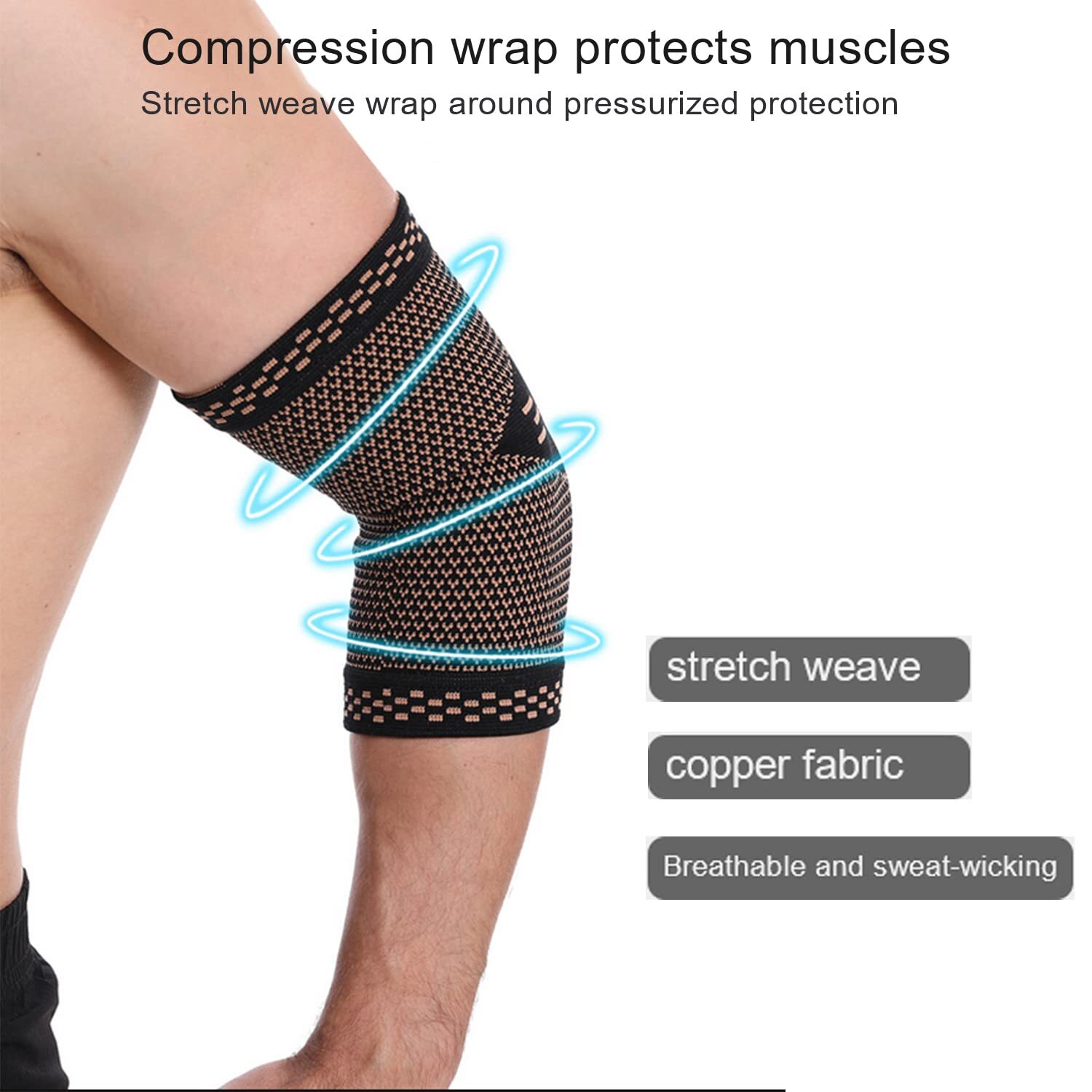 Copper Elbow Brace Compression Support Sleeve Arthritis Tendonitis Joint Pain TH