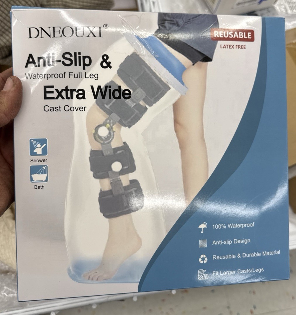 DNEOUXI WATERPROOF ANTI-SLIP EXTRA WIDE FULL LEG CAST COVER For SHOWER~NEW