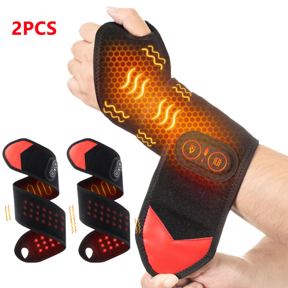 2pcs Cordless Hand Wrist Massager Pain Relief w/3 Heat Levels and 3 Modes NEW