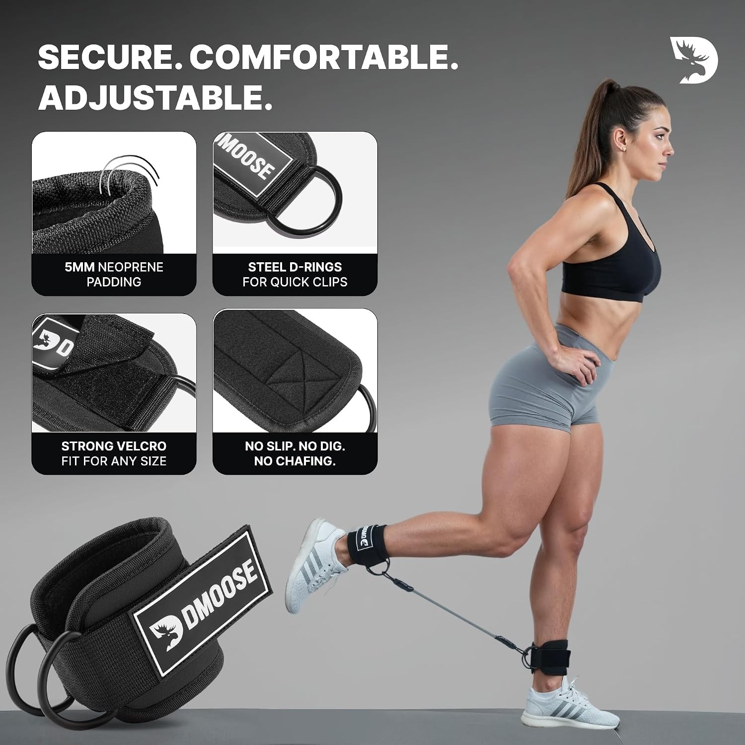 Ankle Strap for Cable Machine – One Size Fit with Padding, Workout Kickback …
