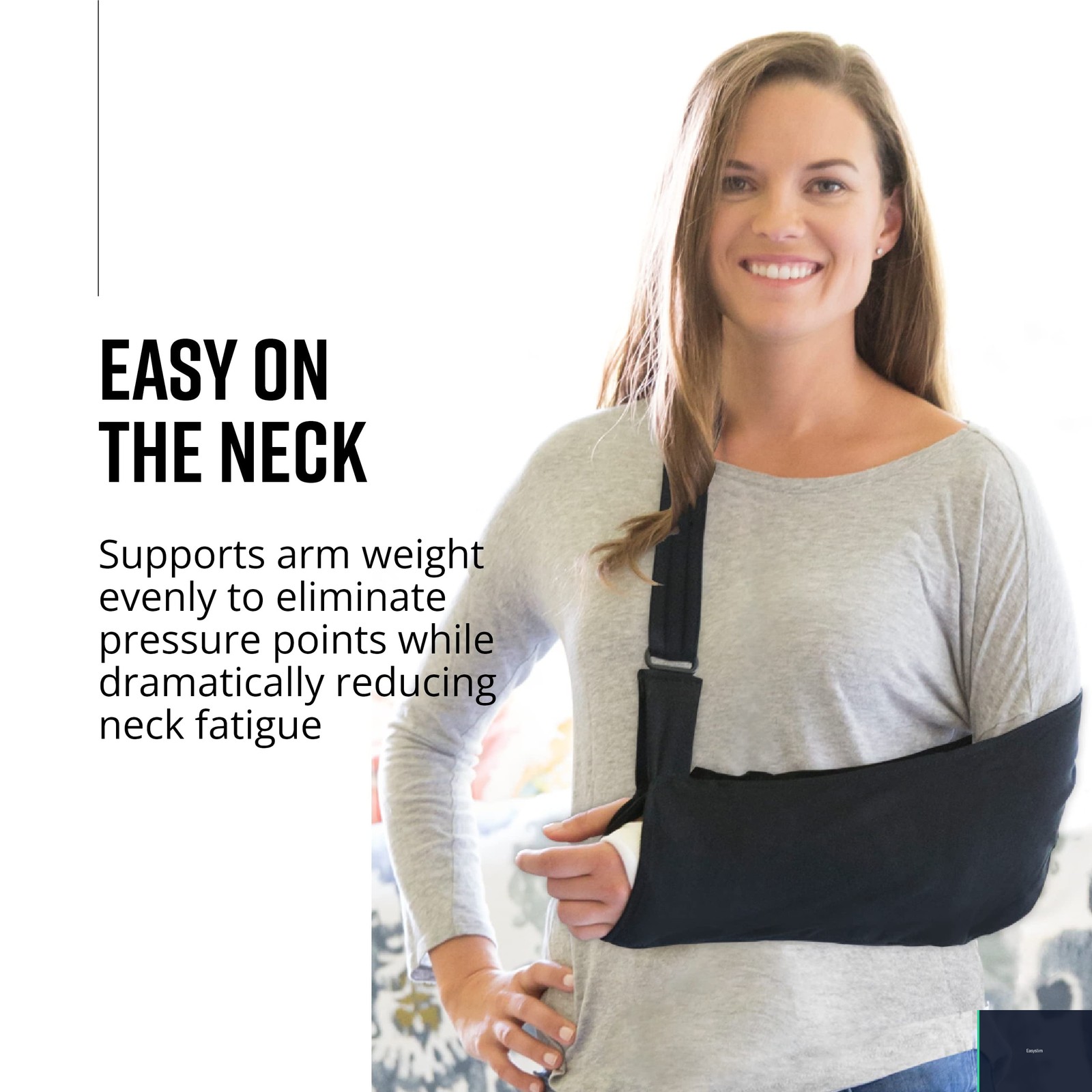 Arm Sling Adjustable Hook and Loop Lightweight Black Goliath Right or Left