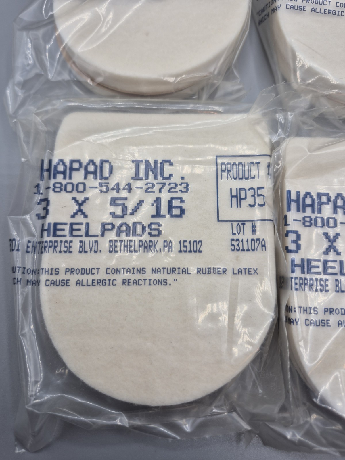 Lot of 6 Pair Wool Felt Heel Lifts 3″ x 5/16″ Hapad HP 35 Cushion Support