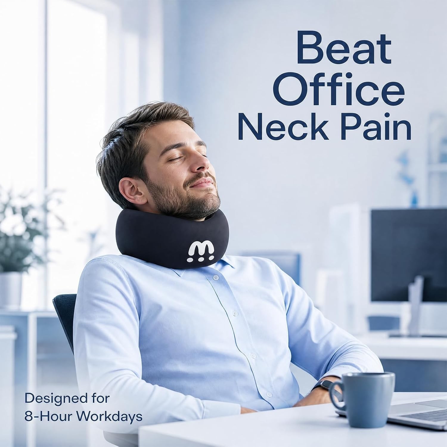 Neck Brace Cervical Collar with Ice Silk Fabric, Ergonomic V-Shape Neck Support