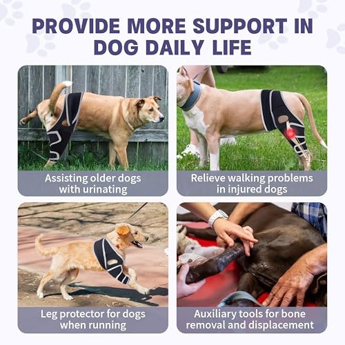 Dog Knee Brace for Torn Acl Hind Leg,Adjustable Four-Legged Universal Dog Knee