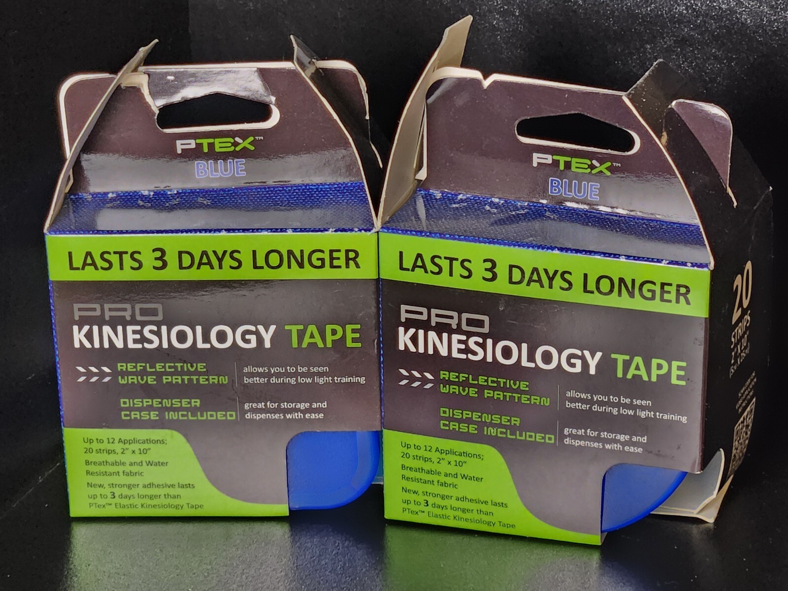 2 PACK – P-TEX ELASTIC KINESIOLOGY TAPE 20-2″ X 10″ STRIPS/ Color BLUE