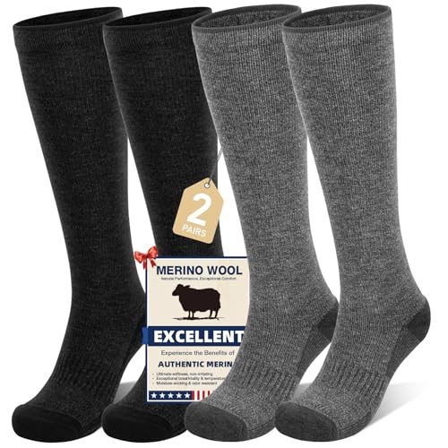 Merino Wool Compression Socks for Women Large-X-Large Light Grey+carbon Black