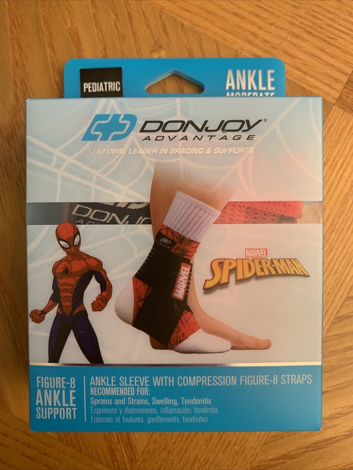 NEW DONJOY ADVANTAGE Moderate Figure 8 ANKLE SUPPORT Spider-Man Marvel PEDIATRIC