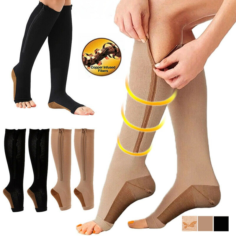 Compression Stockings Knee High Socks 20-30 mmHg Men Women Medical Edema Travel