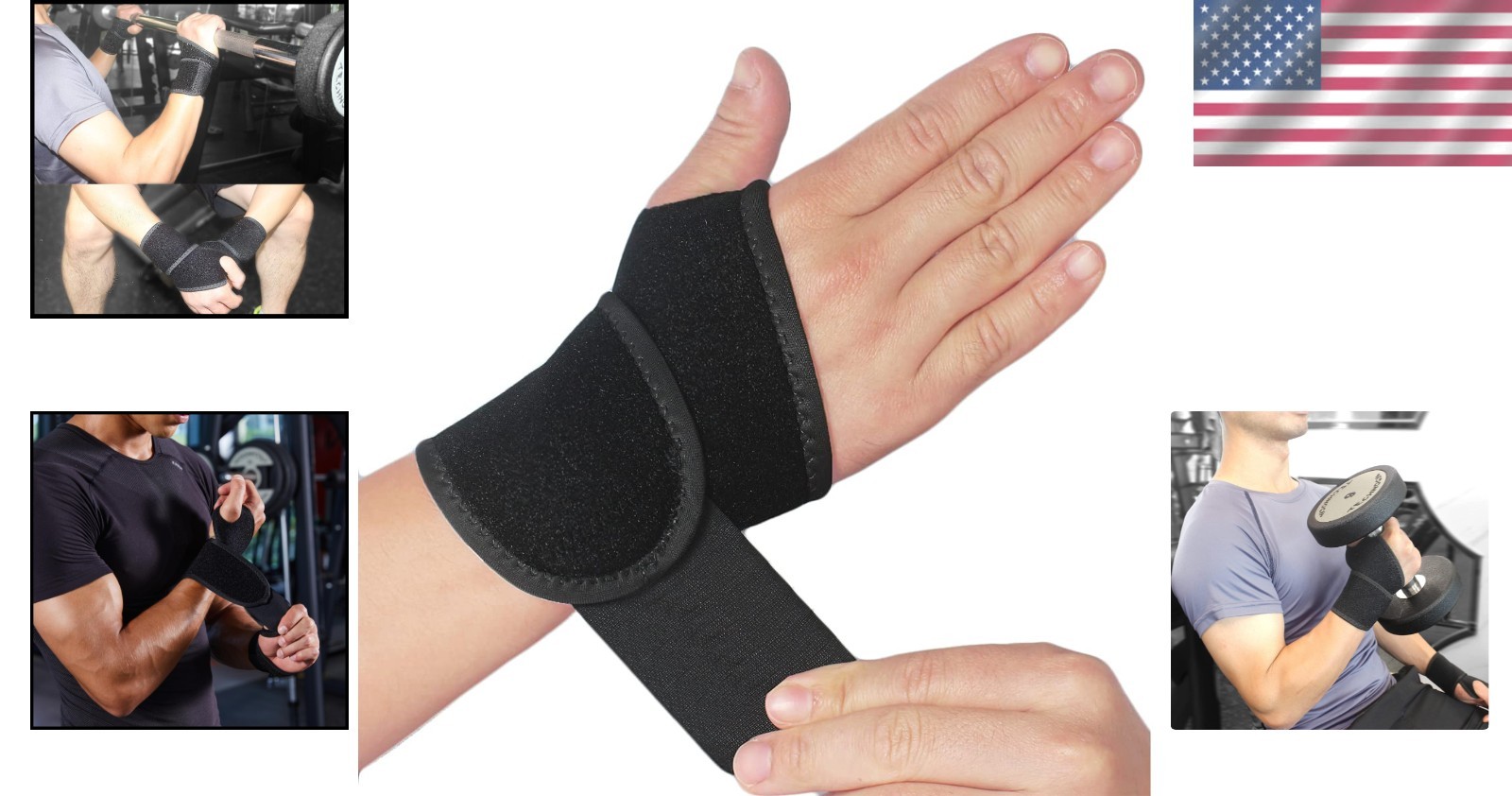 Lightweight Black Wrist Brace, Adjustable 2-Pack for Sports and Daily Life
