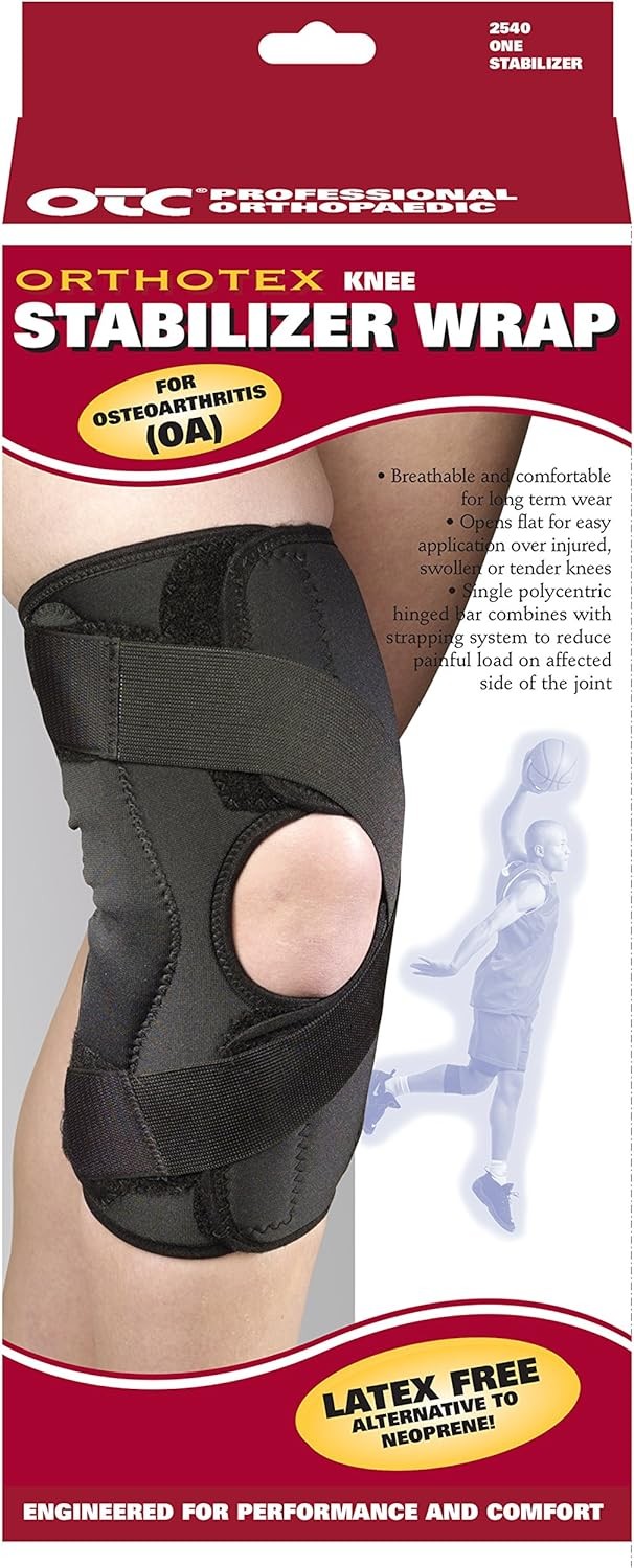 OTC Knee Stabilizer Wrap for Left Leg Osteoarthritis, Orthotex, Large